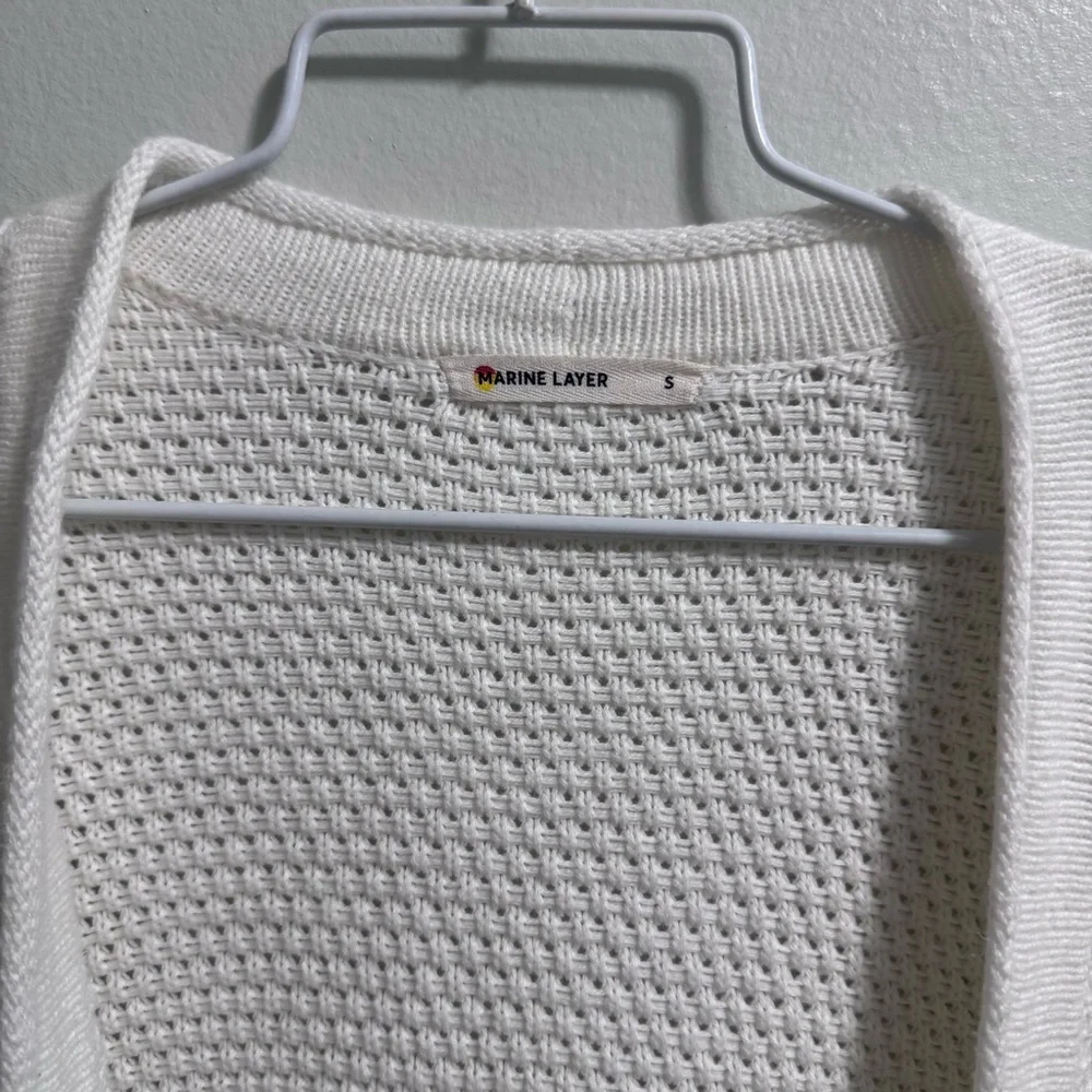 Marine Layer White 100% Cotton Catalina Open Front Cardigan Size Small